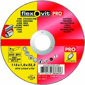 UNDERSTANDING THE PRODUCT Flexovit branding reinforced with the split colour through the centre of the Flexovit O The PRO icon gives superior