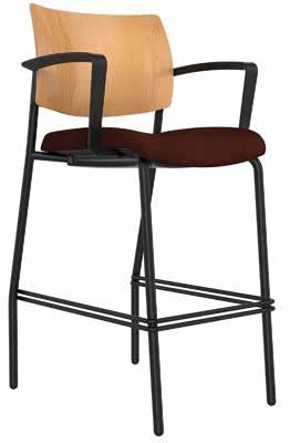 WHERE COMFORT, STYLE AND ERGONOMICS CONVERGE. GOOD :: $494 Bar stool, upholstered seat, standard multi-surface glides, armless, black frame, grade 1 textile.
