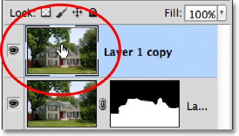 Step 9: Open The Blending Options And Change The Blend If Option To Blue Double-click directly on the top layer s preview thumbnail in the Layers panel: Double-clicking on the layer s thumbnail.