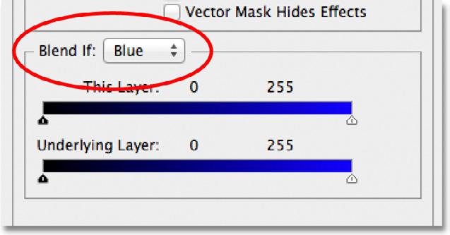 What we re looking for are the two slider bars at the bottom of the dialog box, in the Advanced Blending section.
