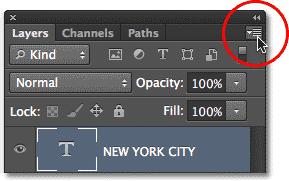 Clicking the Layers panel menu icon.