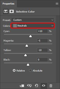 Select the Blacks from the Dropdown, and adjust the color sliders to change the