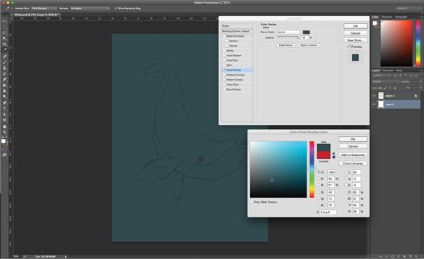 Now set the Opacity of Sketch 2 to 30%, change the blend mode to Multiply and lock the layer. 3. Set the background Double-click the Background layer and press OK in the dialog.