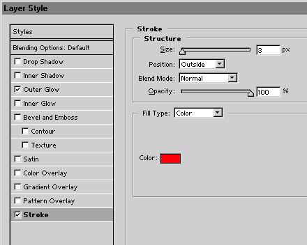 Clicking the Stroke name applies default stroke settings and displays stroke options for editing. 5 In the Structure area, enter 1 for Size to create a 1-pixel-wide stroke.