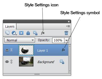 LayersXXL Manual 36 2.8 Layer Panel 2.8.1 Style Settings Icon Supported by Photoshop Elements 11 and higher LayersXXL adds an "fx" icon on the Layers panel.
