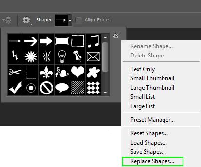 Mark the correct option in the list of the shape tool.