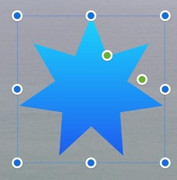 Change the number of points in a star: Drag the outer green handle