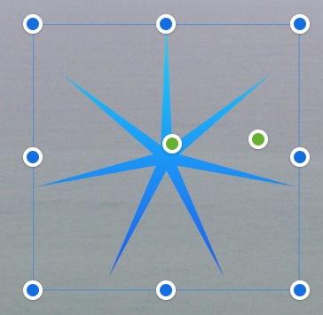 Drag the inner green handle toward the center of the star to make the