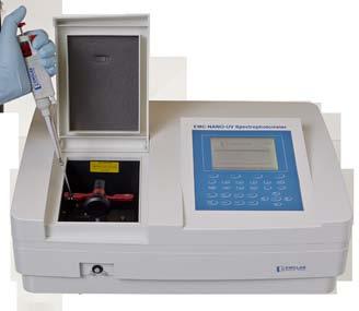 UV/VIS Spectrophotometer EMC-NANO-UV Features: LCD screen (320*240) Self-check system Auto setting wavelength Unique Flip cell holder 2 in 1 for NANO volume and standard cells 0.2 ~ 2.