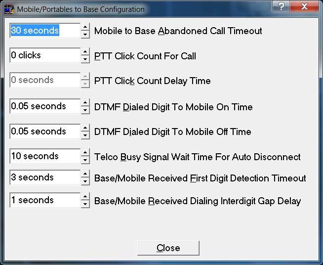 Mobile to Bse Abndoned Cll Timeout: This sets the mount of time before the phone ptch disconnects its cll to the telephone line if the mobile forgets to disconnect.