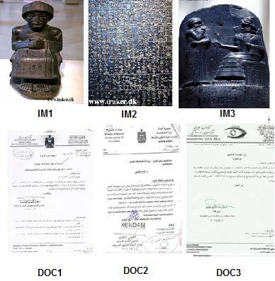 (c) Figure 1: (a) Sample Data Base for documents images. (b) Sample Data Base for archaeologist images. (c) image with its number Appling in paper. 3.
