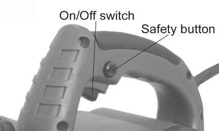 OPERATING INSTRUCTIONS 1. SWITCHING ON AND OFF (see fig2) To start the tool, firstly press in the safety lock button fully, then depress the on/off switch. Release the on/off switch to stop. 2.