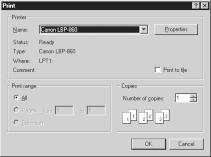 2.2 Scanning Procedure 1 Either select [File] - [Print], or click on the tool bar with the scanned image displayed in the Scanning Utility 5000 screen. 2 The Print setting screen is displayed.