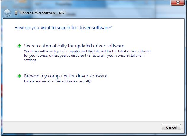 Select the Browse my computer for driver software. 10.