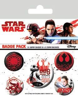 BP80609 NEW STAR WARS: THE LAST JEDI (CHARACTERS) BADGE PACK