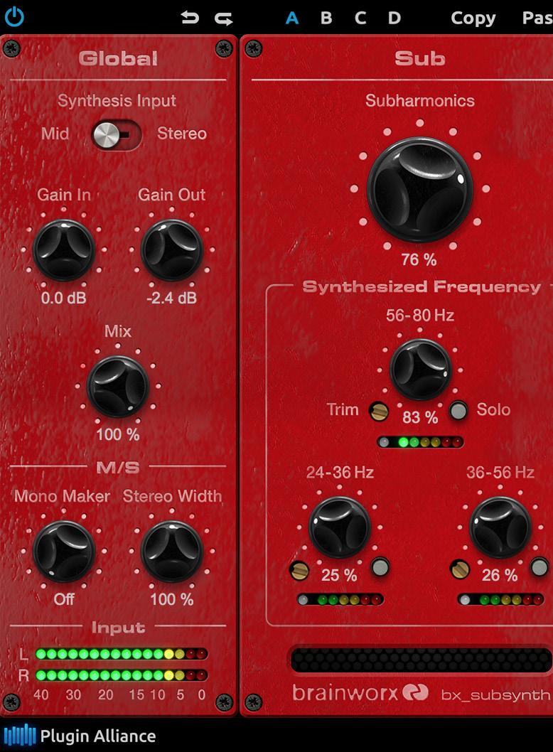 GLOBAL SECTION GLOBAL PARAMETERS: SYNTHESIS INPUT: Discrete two step switch. Selects the part of the original signal to be fed into the synthesis sidechain.