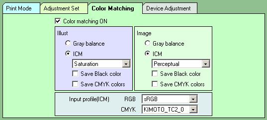 [Color Matching] sub menu Select this menu when making the tone of displayed colors and printed colors similar to each other. a b c a. Color matching ON Select to activate color matching function.