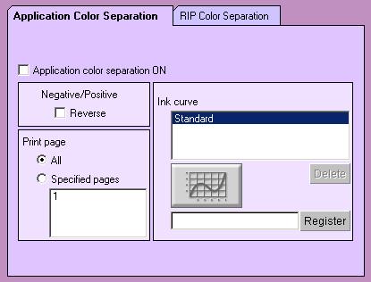 [Aplication Color Separation] sub menu Click [Application Color Separation] menu to open the Application Color Separation Window. The explanation of the window is as follows. a b c d i h g f e a.