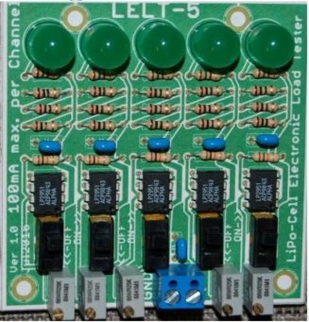 5-Channel LiPo-Cell Electronic Load Tester Kit (LELTx5) PART NO. 2259489 Configured as five independent (up to) 100.
