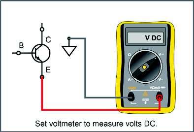 Common Collector Circuit Measure the collector voltage (V C ), referenced to ground. V C = Vdc (Recall Value 4) Measure the emitter voltage (V E ), referenced to ground.