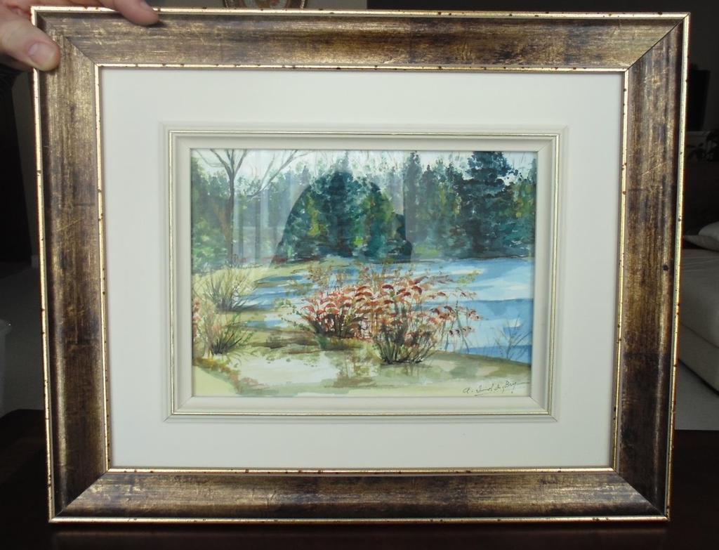 #7 Painting Framed watercolour painting depicts a