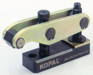 KOPAL BLOCAPRESS For very powerful presses Entirely in hardened steel Extremely powerful mechanical resistance Blocapress Clamping Force Reach Clamping Height Torque 50000 N. 30 14 to 92 mm 90 N.
