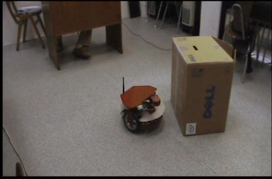 At the beginning, the robot calculates the distance which is going to be covered and the angle made by the current orientation and the final point s coordinates.