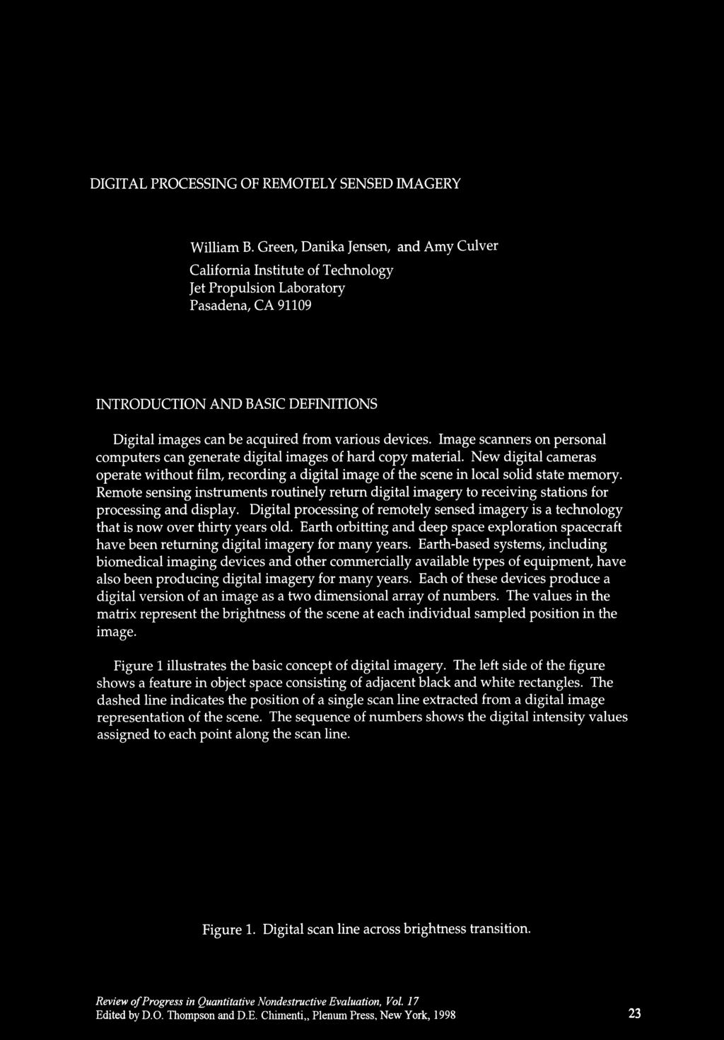 DIGITAL PROCESSING OF REMOTELY SENSED IMAGERY William B.