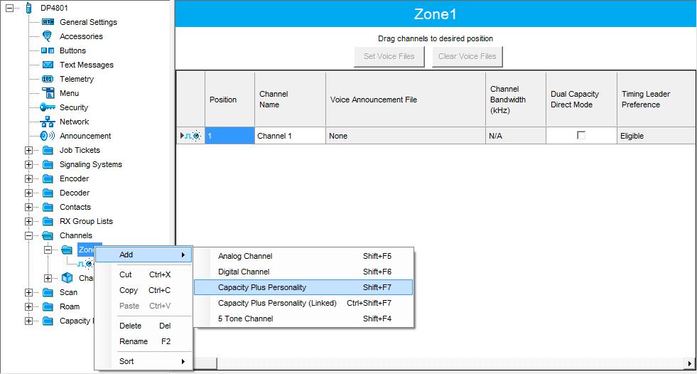 Right-click on it, and choose Add > Zone. In the left pane, select the zone you have added.