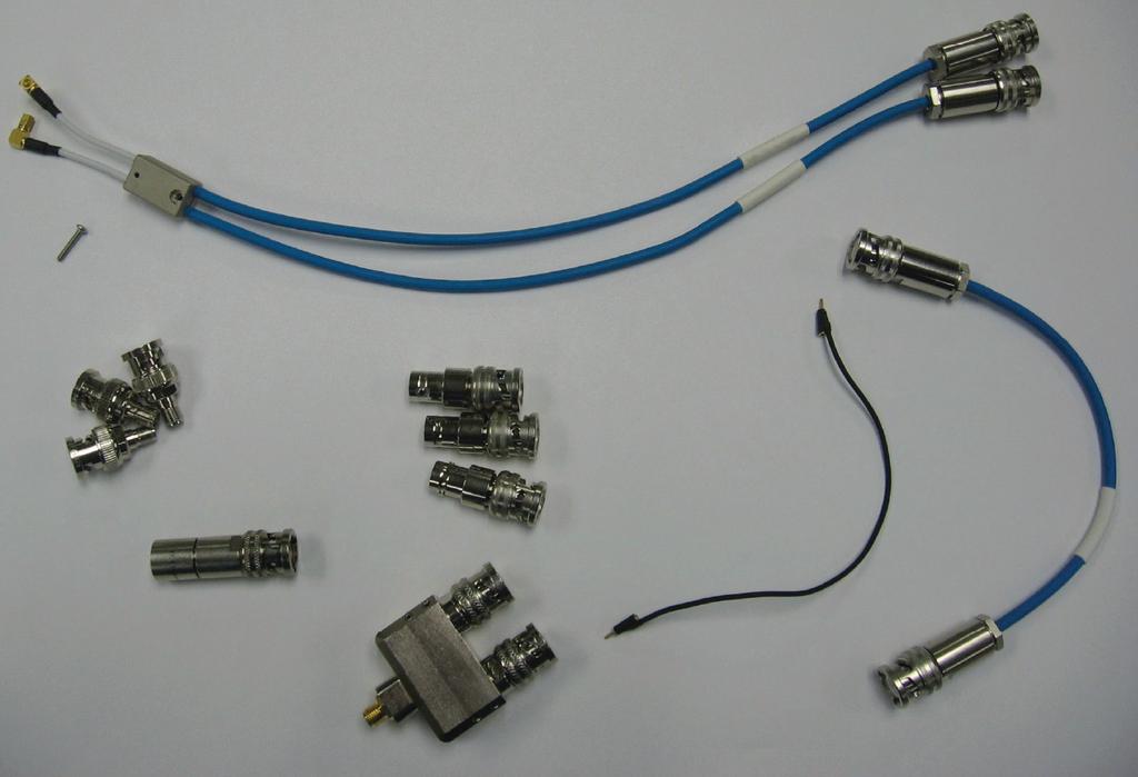 Model 0-MMPC-L Quick Start Guide Prober cable kit contents Figure shows the cables, adapters, and supplies that are included in the Model 0-MMPC-L multi-measurement cable kit.