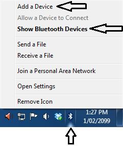 You can find your Bluetooth symbol in the bottom-right of screen (your system tray).
