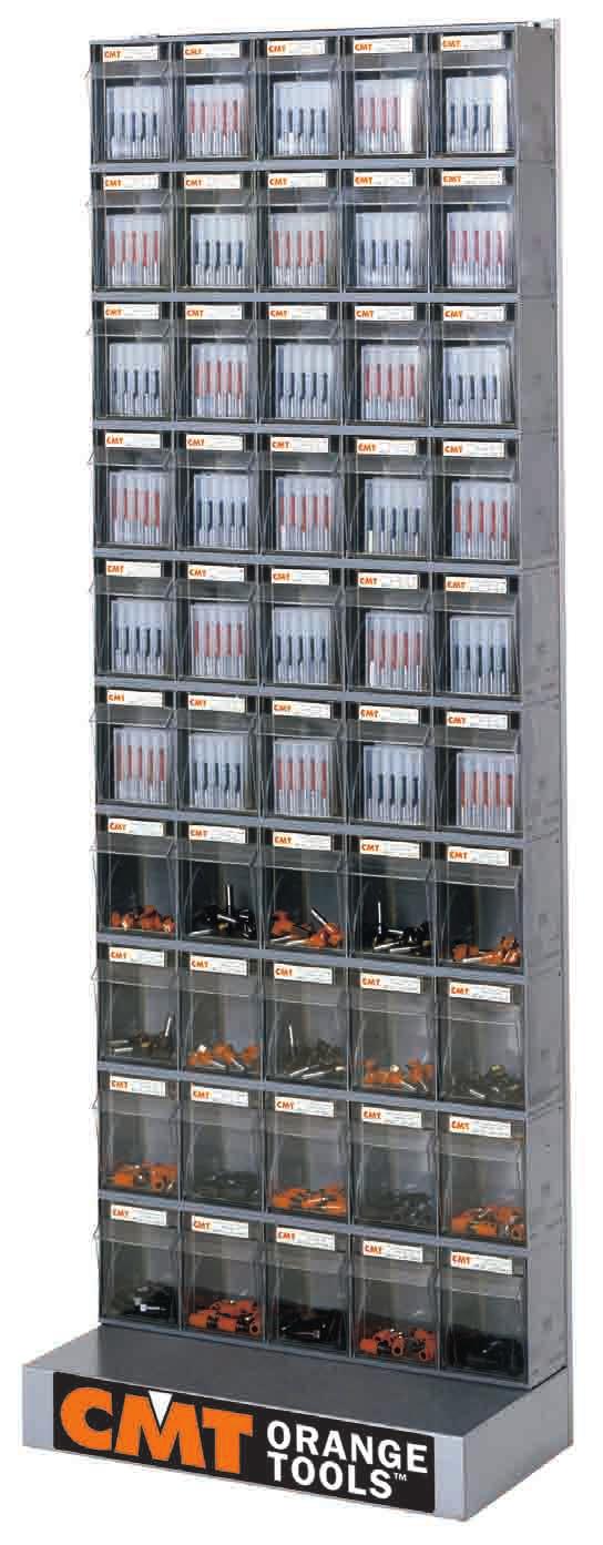 Display cabinets for drill bits Start your stock of CMT drill and boring bits now and receive a 50 drawer super cabinet or a 15 drawer small cabinet to help