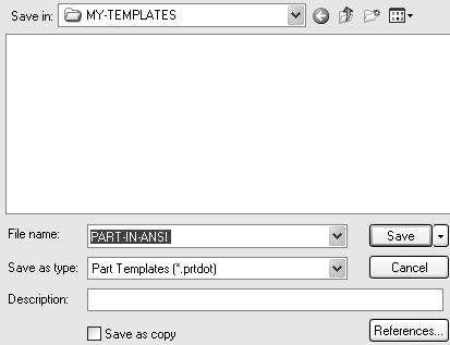 Utilize the PART-IN-ANSI template to create the PART-MM-ISO template. 24) Click Options, Document Properties tab. 25) Select ISO from the Overall drafting standard drop-down menu.