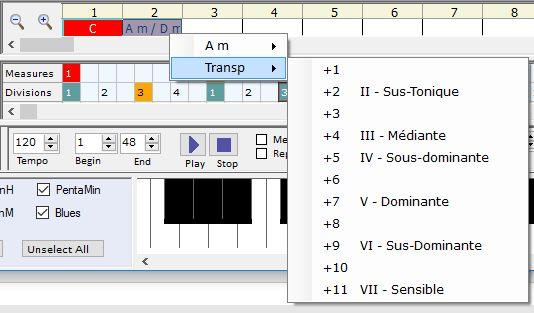 Chords handling Listening to the chords There are two ways to listen to chords: step by step or with a "MIDI Player". Listening step by step Do CTRL + Click on the chords you want to listen.