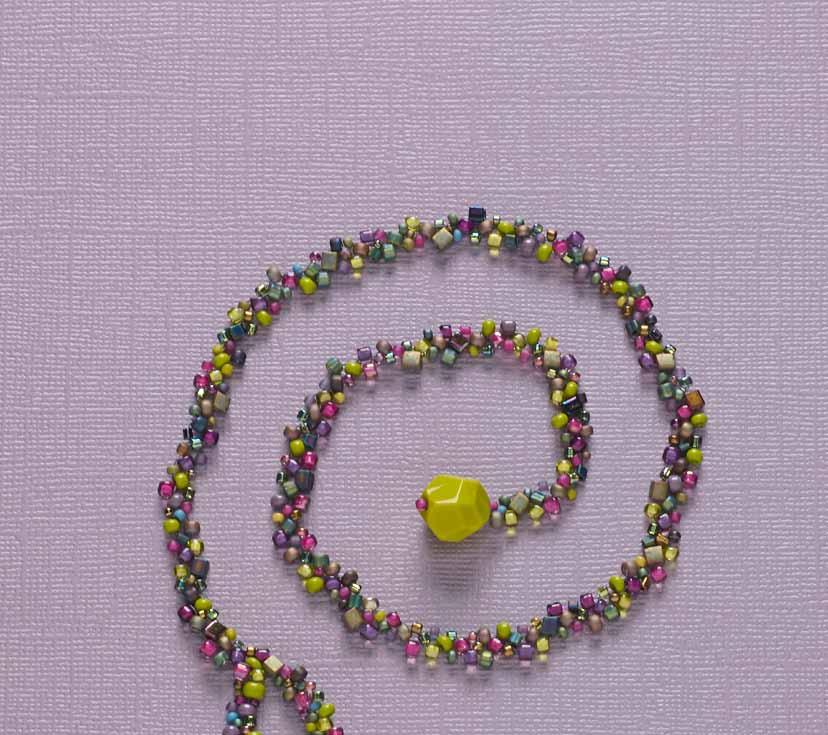 For the beading purists out there, you can achieve a similar look with a single line of right-angle weave using four beads for each unit.
