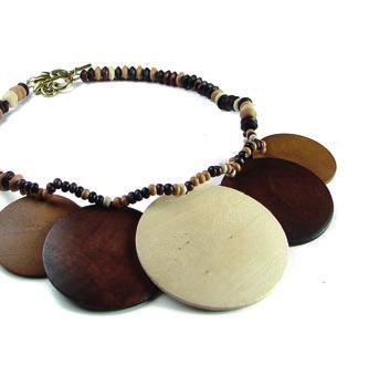 Wooden eads reate this natural wooden necklace eachwear look! Use wooden beads for a hot beachwear look! They also look great mixed with semi precious or glass beads.