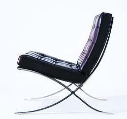 Knoll Studio Barcelona Chair and Otterman Chrome base Black leather List