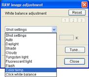 Editing RAW Images Specifying the Color Temperature You can specify the color temperature in the