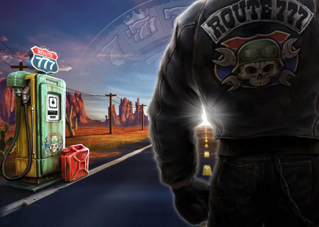 Three skull symbols trigger the Route 777 Free Spins bonus game.