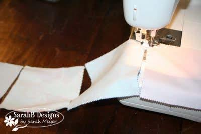 Continue to sew one side of all the ¼ square triangle units, chain piecing.