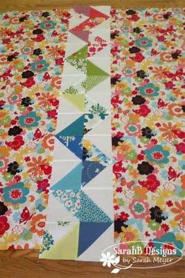 I centered my zigzag pieced strip, but an off-center pieced strip would make for a really interesting quilt backing too!