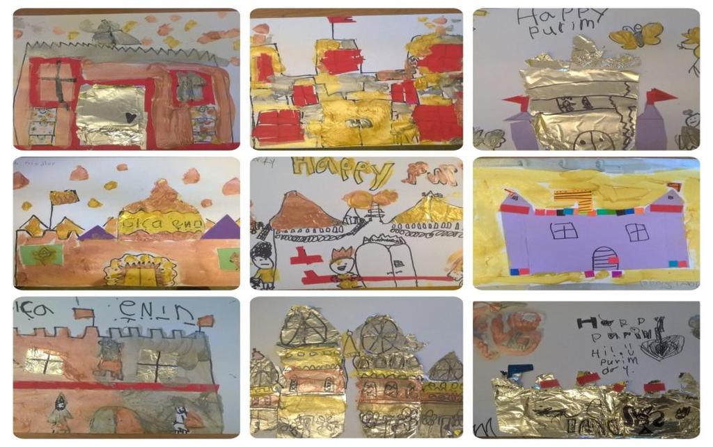 Castle Collages For these castles the children also used metallic foil