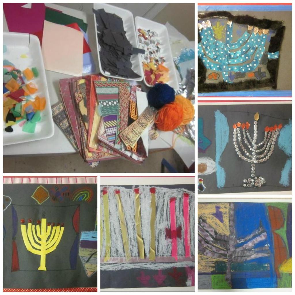 Chanukah Menorah collages If you celebrate Chanukah then making a menorah is a collage project you can do. Notice the materials offered below.