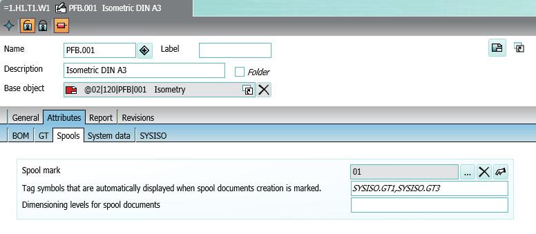 Administration 8.2 Changing standards of isometric reports 8.2.2 Checking the "Attributes > Spools" tab Procedure 1.