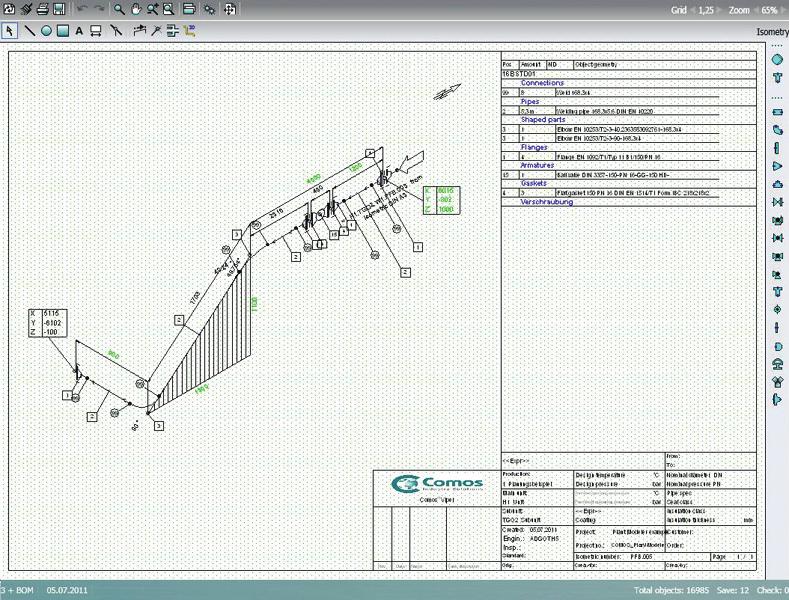 User interface reference 9 9.1 Structure of an isometric report In the isometric report, you create the pipe engineering based on an isometric representation.