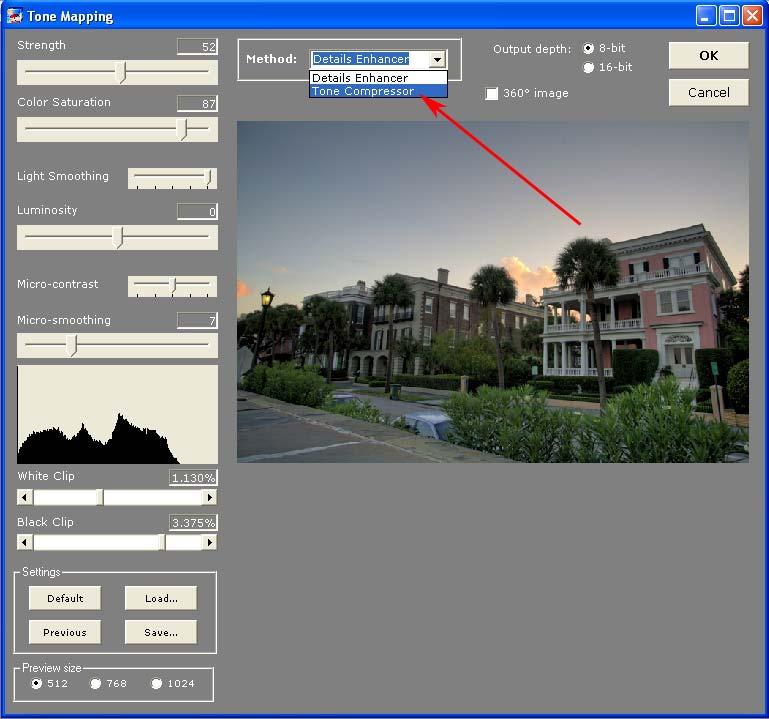 Section 2: HDR Generation and Tonemapping Tonemapping with Tone Compressor Step 1: HDR>Tonemapping will launch the active open HDR image into the Tonemapping tool.
