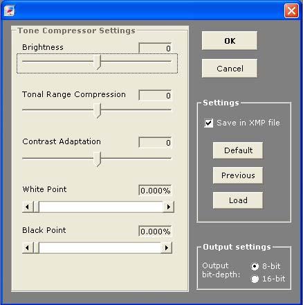 Section 4: Batch Processing Option C: Process with Tone Compressor Check Process with Tone Compressor and click the Settings button to open a window for making adjustments to the Tone Compressor