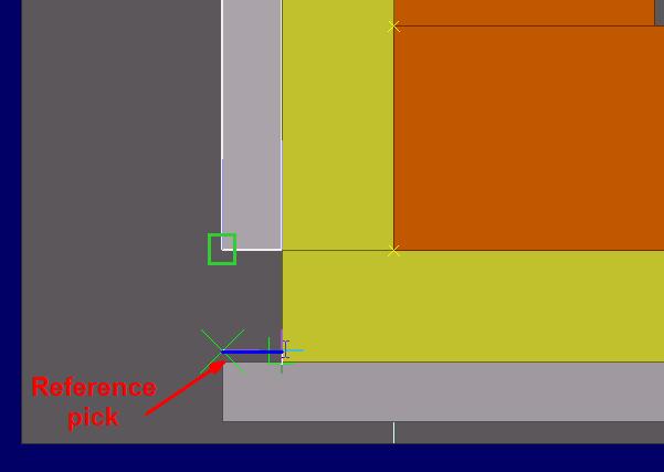 Point direction at the selected panel's corner and give a numerical value 15, then press Enter to get the start point for fitting line 15 mms from
