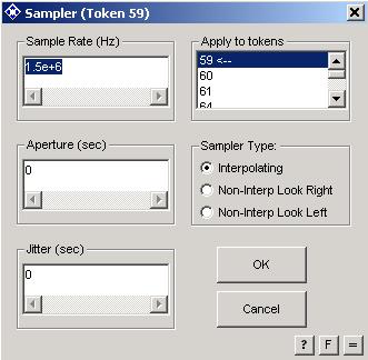 Figure 35 Transmitter Zero Insertion Sampler Token Parameters. The de-multiplexer (token 13) is used to separate the data into the sequences specified in Table 5.