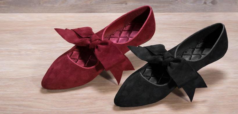 2-size 9, 1-size 10 THIS SUEDED FLAT WITH WIDE TIES CREATES AN ON- TREND TOP BOW FOR A FEMININE LOOK. 36 Tie-Bow $17.50 each $157.